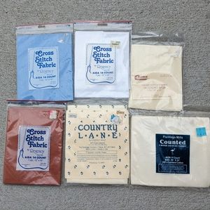 Counted cross stitch fabric packs lot Country Lane Regency Flamingo Mills